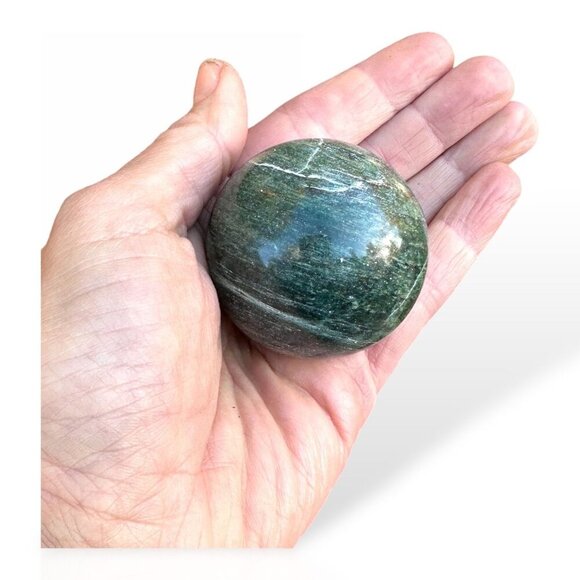 Jade Crystal Spheres Green Chakra Gemstone of Luck and Abundance w Meaning Card - Picture 2 of 10